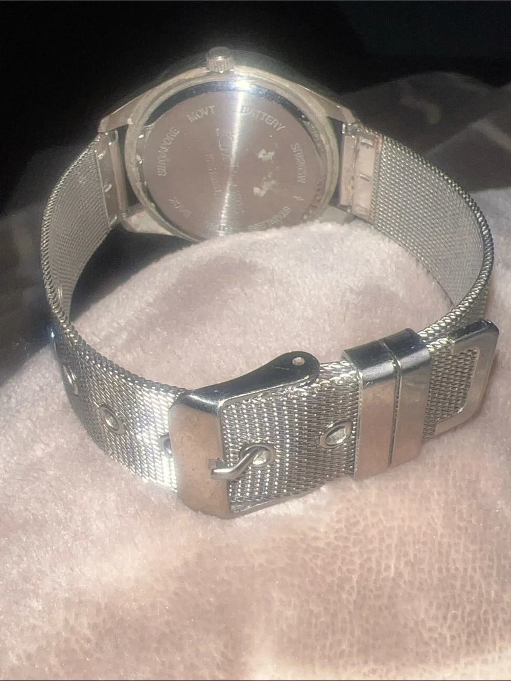 Kim Rogers Silver-Tone Mesh Band Watch with Crystal Markers